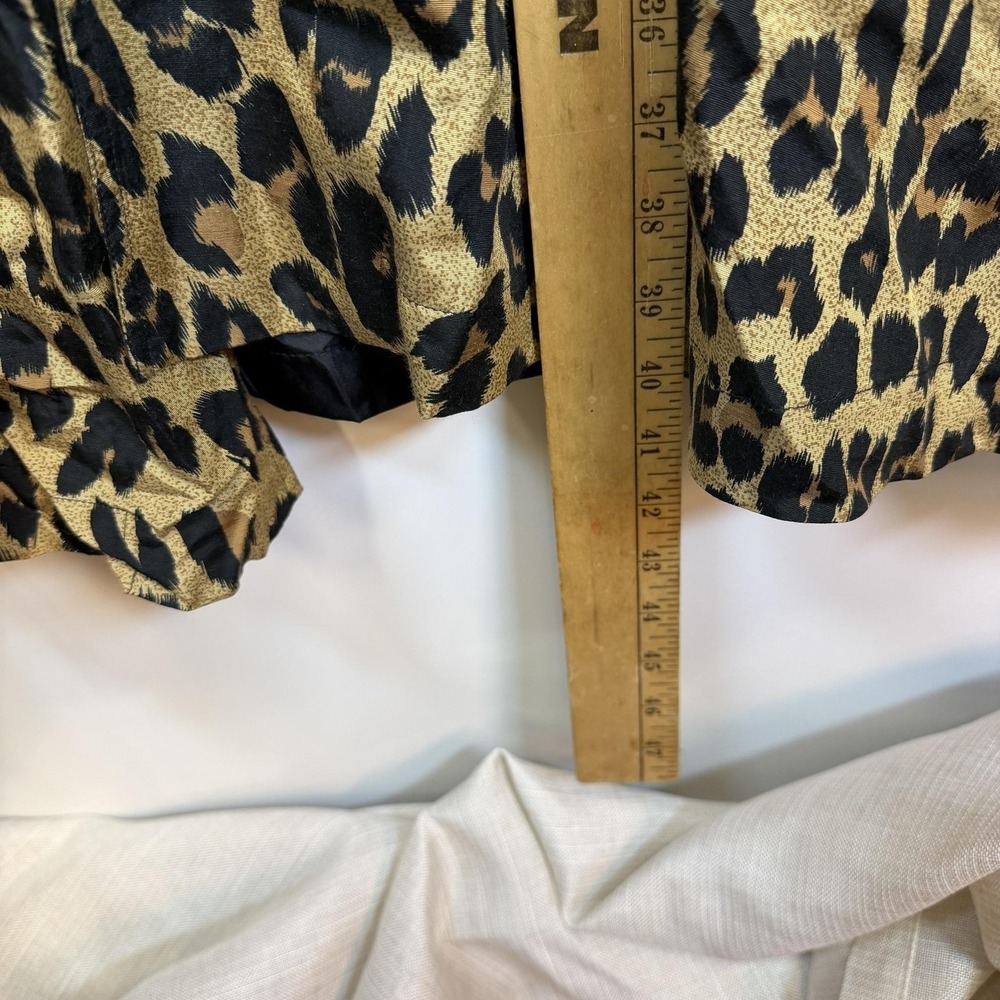 Dennis Basso Coat Womens 2X Brown Leopard Animal Print Silk Blend Overcoat - Picture 7 of 10